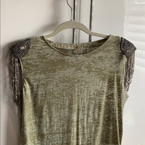 Forever 21 Military Beaded T-shirt Top L